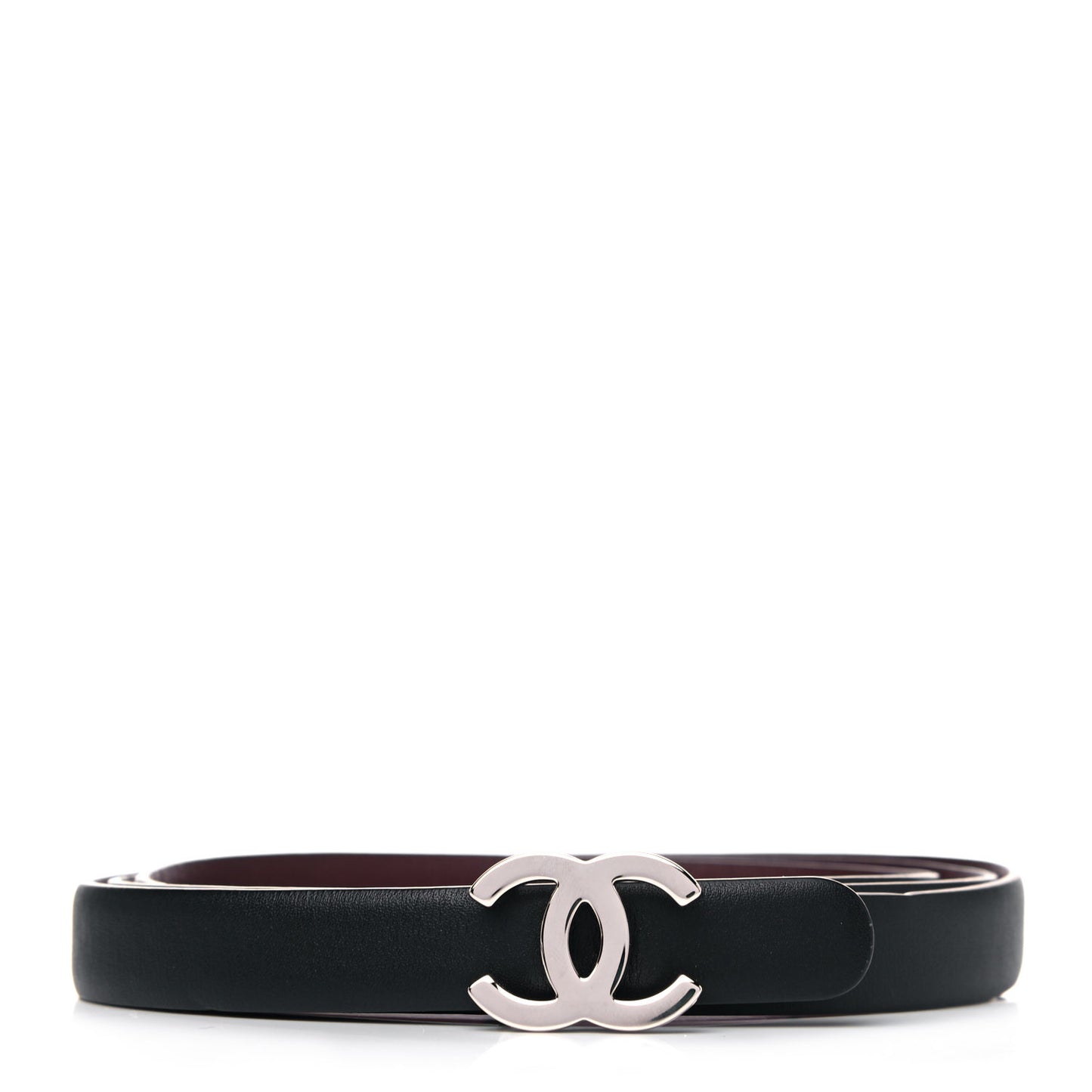 Calfskin CC Reversible Belt 95 Black Burgundy