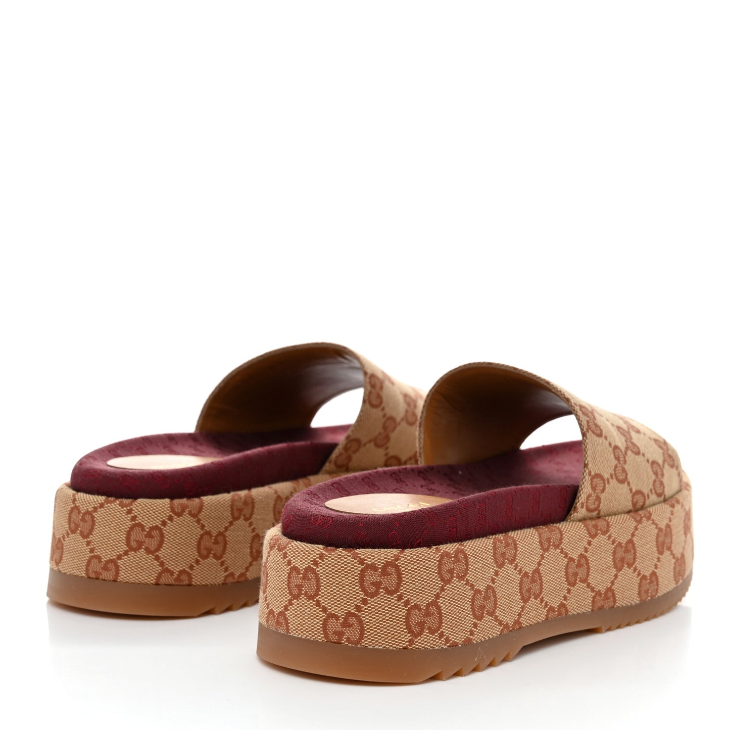 Canvas GG Monogram Angelina Platform Slide Sandals 37.5 Beige Ruggine