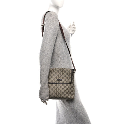 Gucci GG Plus Monogram Small Flap Messenger Bag Beige Dark Brown 2 of 11