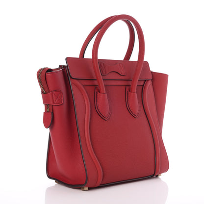 Celine Drummed Calfskin Micro Luggage Red 3 of 9