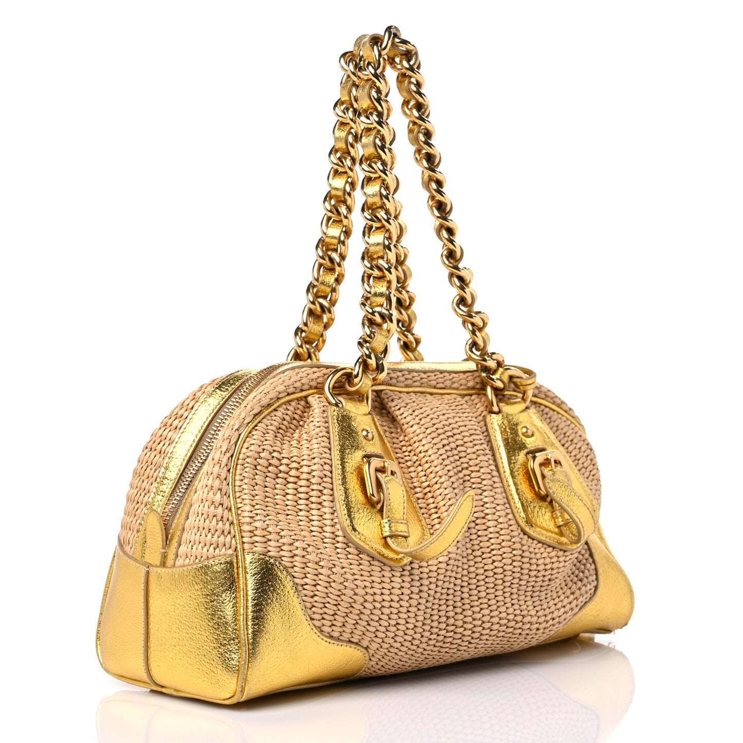 Paglia Cinghiale Frame Tote Naturale Oro