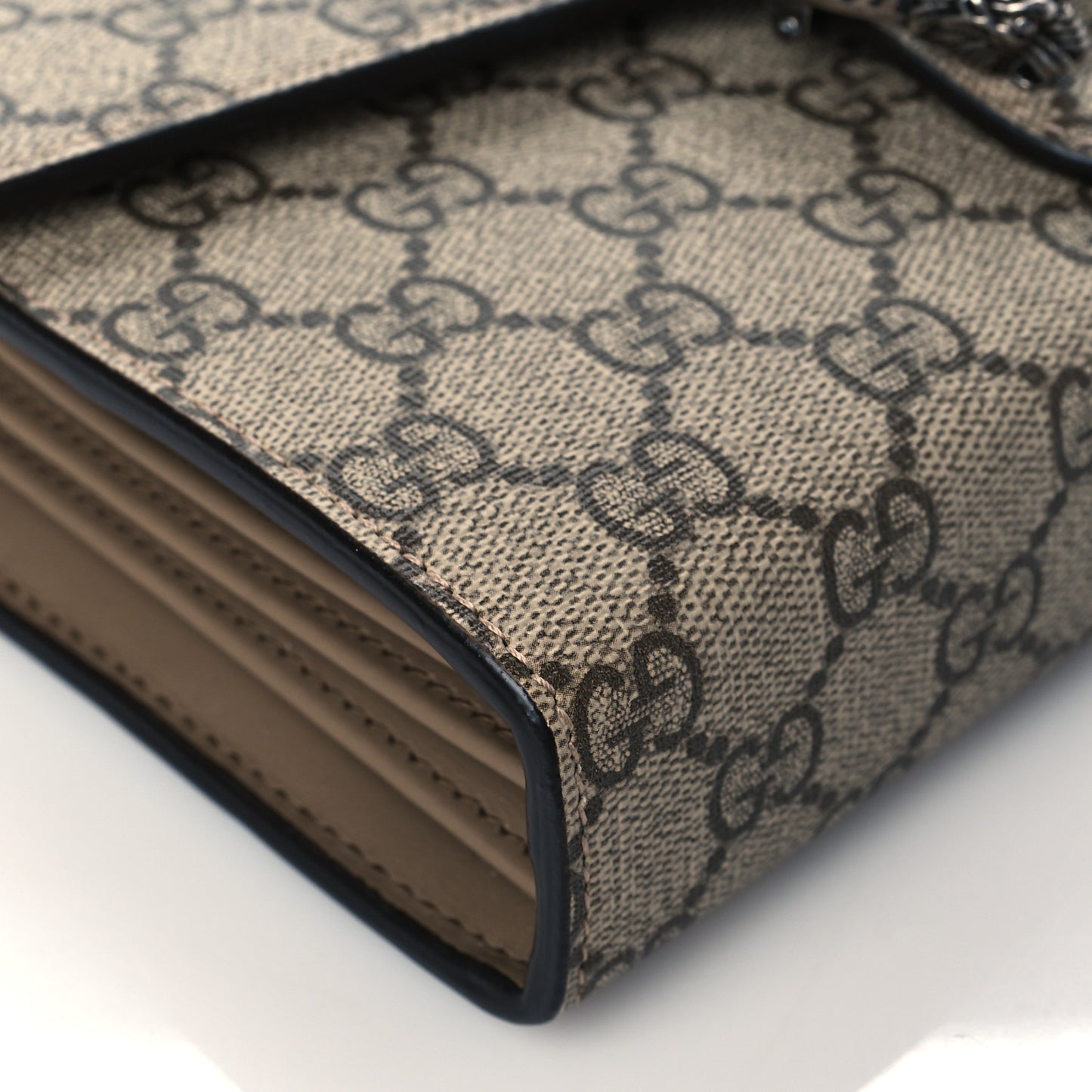 GG Supreme Monogram Mini Dionysus Chain Wallet Beige Taupe