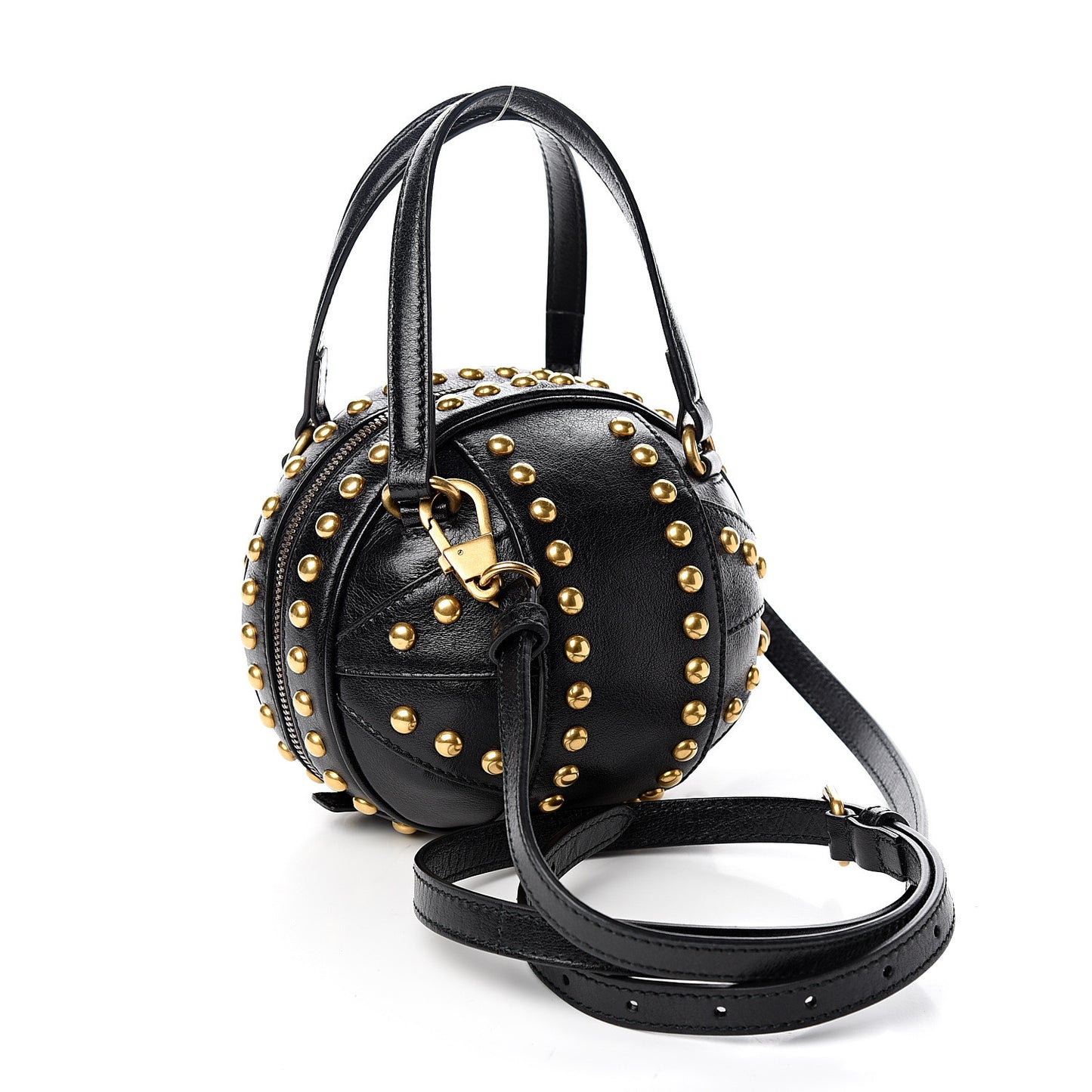 Calfskin Studded Mini Tifosa Baseball Shaped Shoulder Bag Black