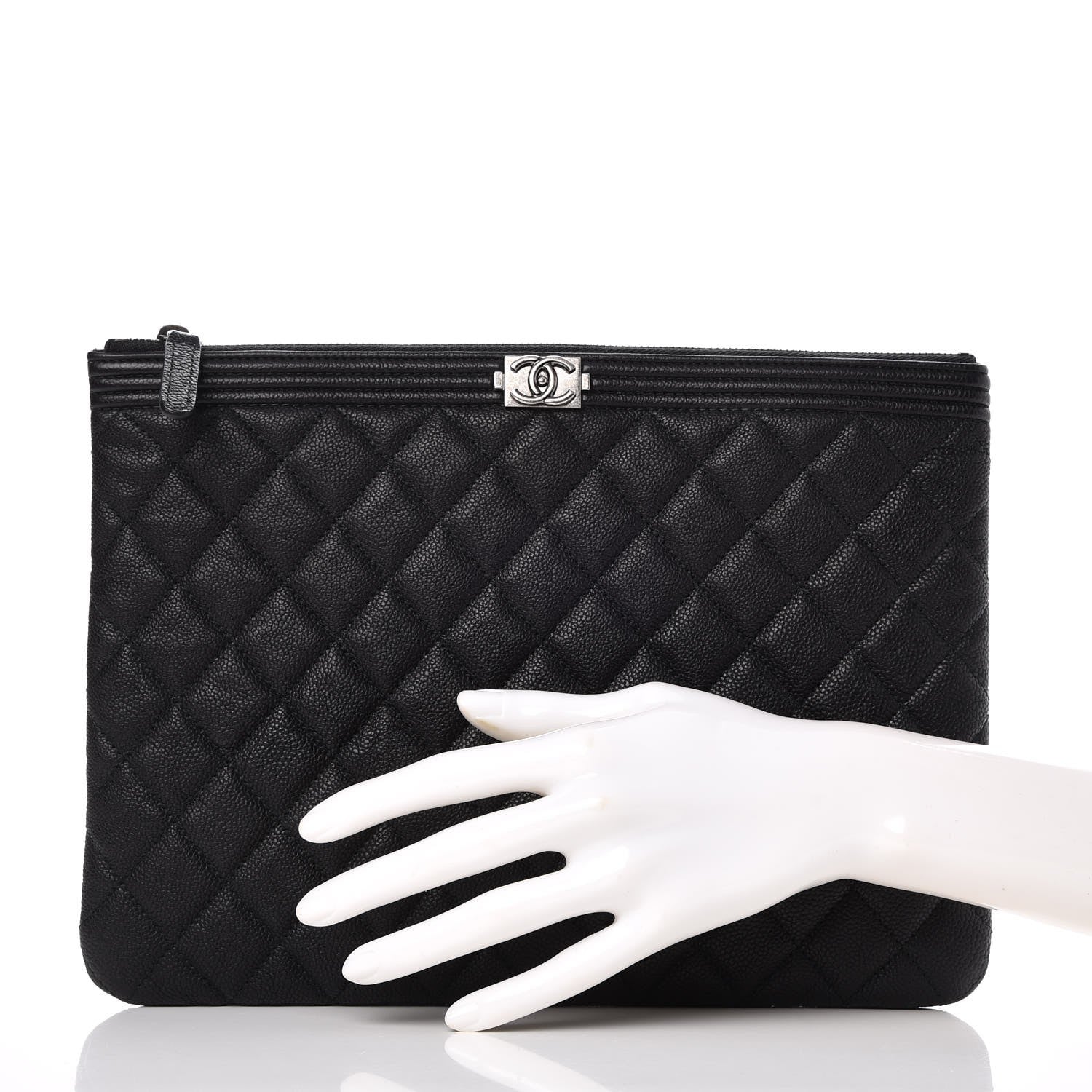Chanel Caviar Quilted Medium Boy Cosmetic Case Black 2 of 8