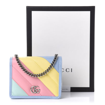 Gucci Calfskin Matelasse Diagonal GG Marmont Mini Wallet On Chain Multicolor Pastel 9 of 9