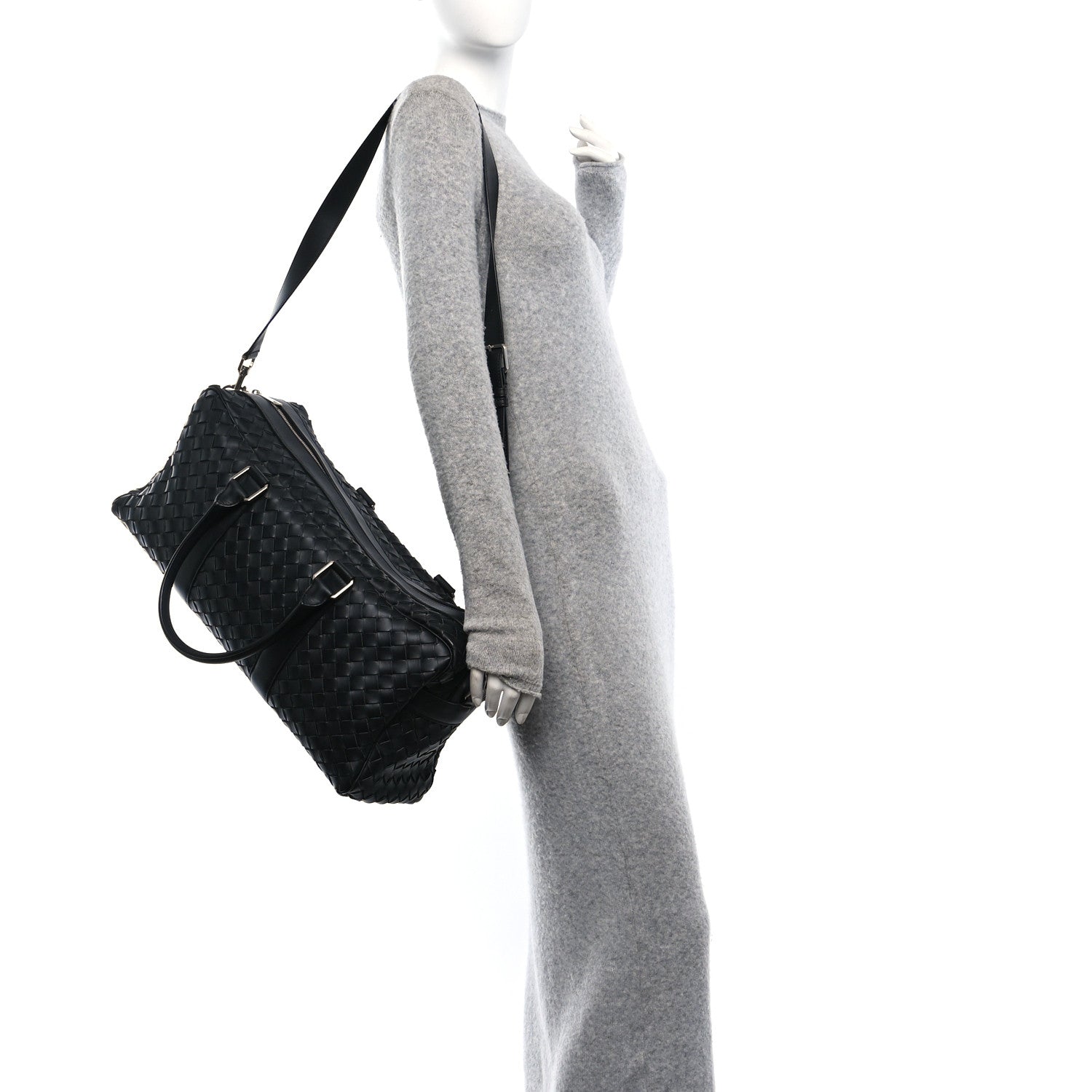 Bottega Veneta Calfskin Intrecciato Hydrology Gym Bag Black 2 of 13