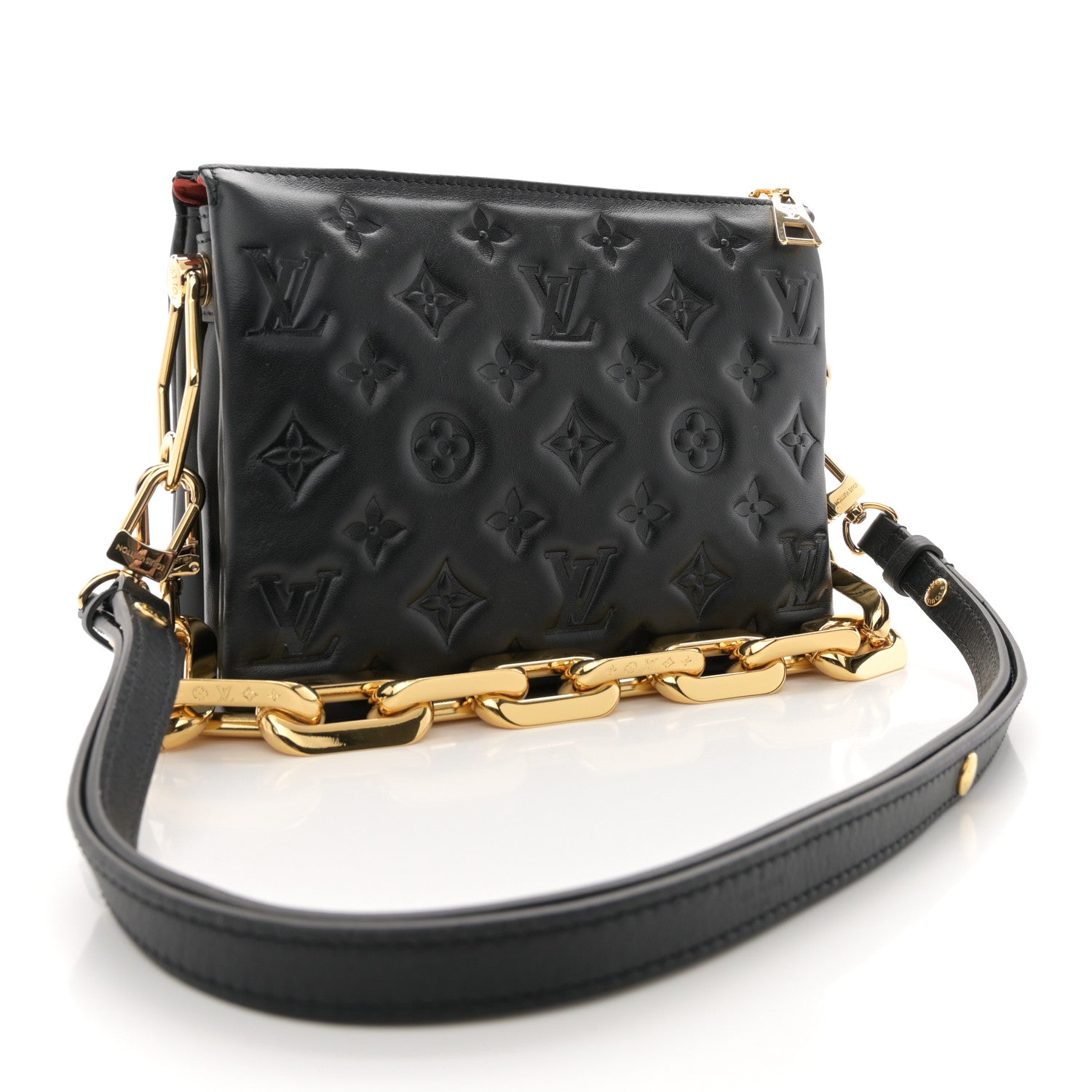 Louis Vuitton Lambskin Embossed Monogram Coussin BB Black 3 of 9