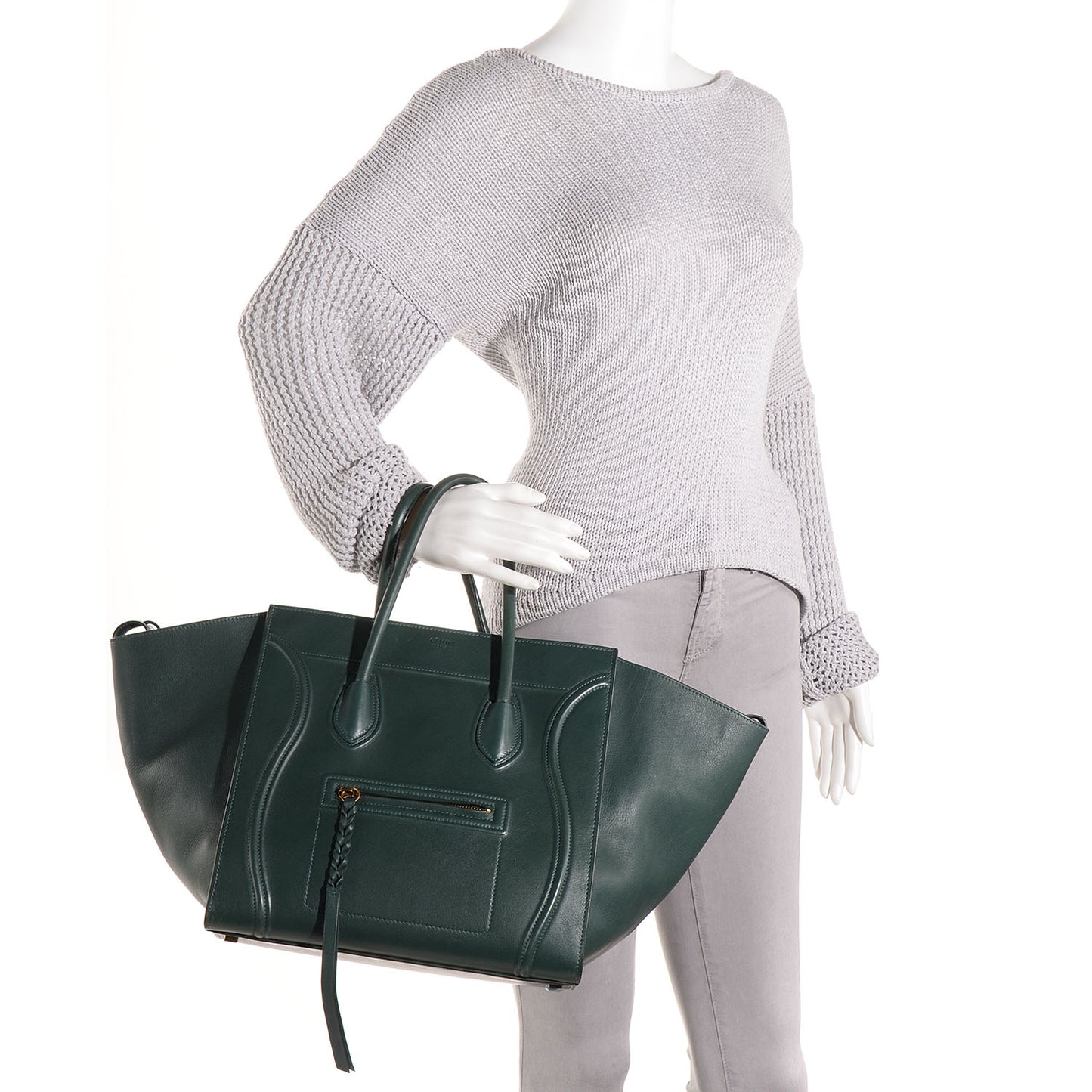 Smooth Calfskin Medium Phantom Luggage Bottle Green