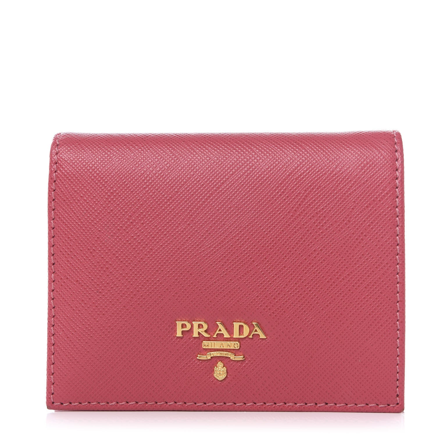 Prada Saffiano Metal Bi-Fold Wallet Peonia 1 of 8