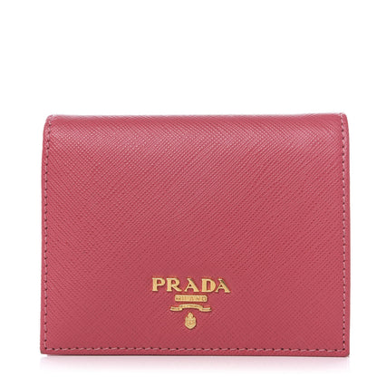 Prada Saffiano Metal Bi-Fold Wallet Peonia 1 of 8