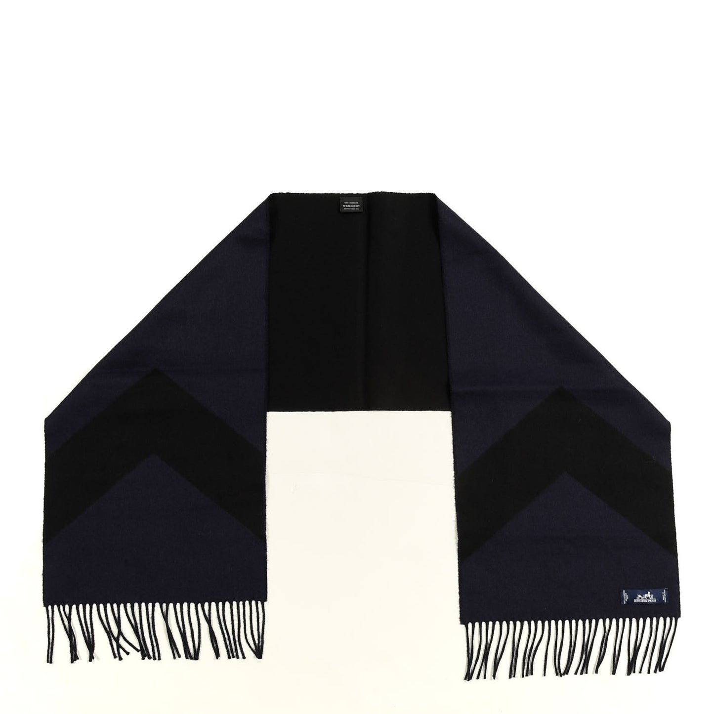Cashmere Casaque Chevron Muffler Marine Black