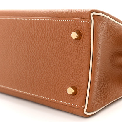 Hermes Togo Horseshoe Kelly Retourne 32 Gold Craie 10 of 11