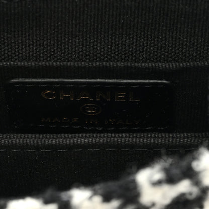 Chanel Tweed Houndstooth Quilted Mini Accordion Clutch With Chain White Black 7 of 10