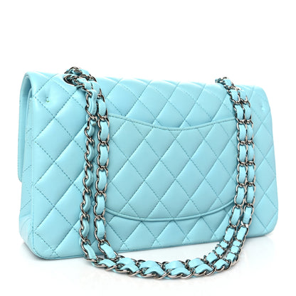 Chanel Lambskin Quilted Medium Double Flap Neon Blue 3 of 10