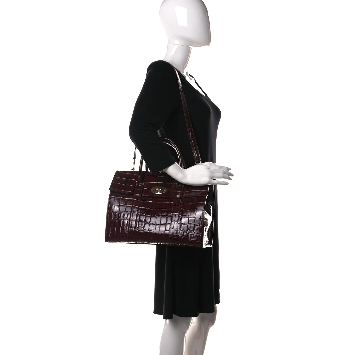 Mulberry Crocodile Embossed Calfskin Bayswater Oxblood 2 of 9