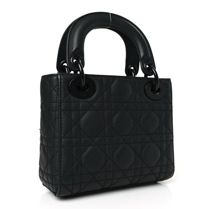 Christian Dior Ultra Matte Calfskin Cannage Mini Lady Dior Black 3 of 9