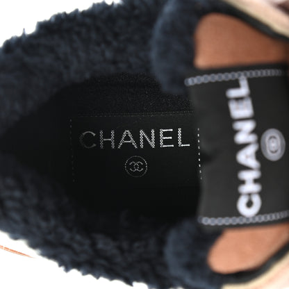 Chanel Fabric Suede Calfskin Logo Sneakers 39 Beige Black White 7 of 8