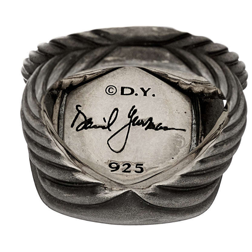 David Yurman Darkened Sterling Silver Gray Diamond Labradorite 17mm Albion Ring 59 8.75 4 of 5
