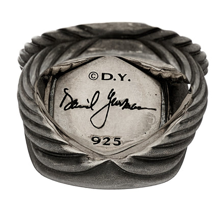 David Yurman Darkened Sterling Silver Gray Diamond Labradorite 17mm Albion Ring 59 8.75 4 of 5