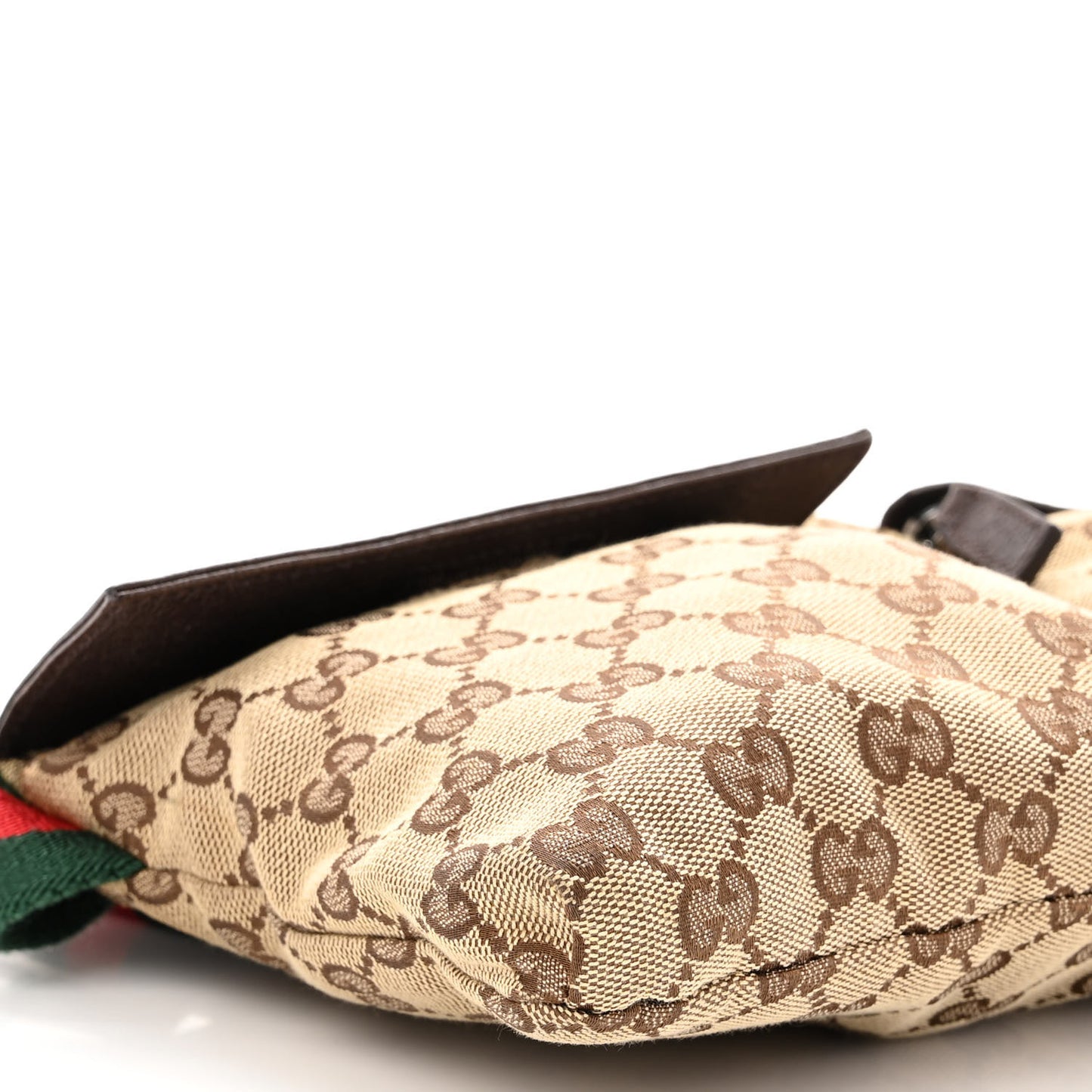 GG Monogram Web Double Pocket Belt Bag Dark Brown