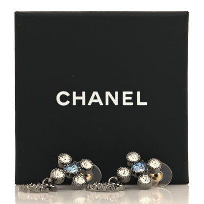 Chanel Ruthenium Crystal CC Drop Earrings Blue 5 of 5