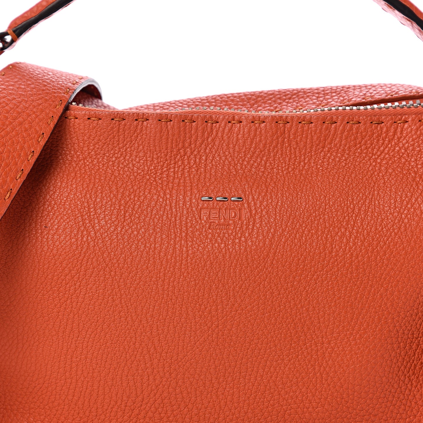 Calfskin Romano Selleria Lei Boston Tote Dark Orange