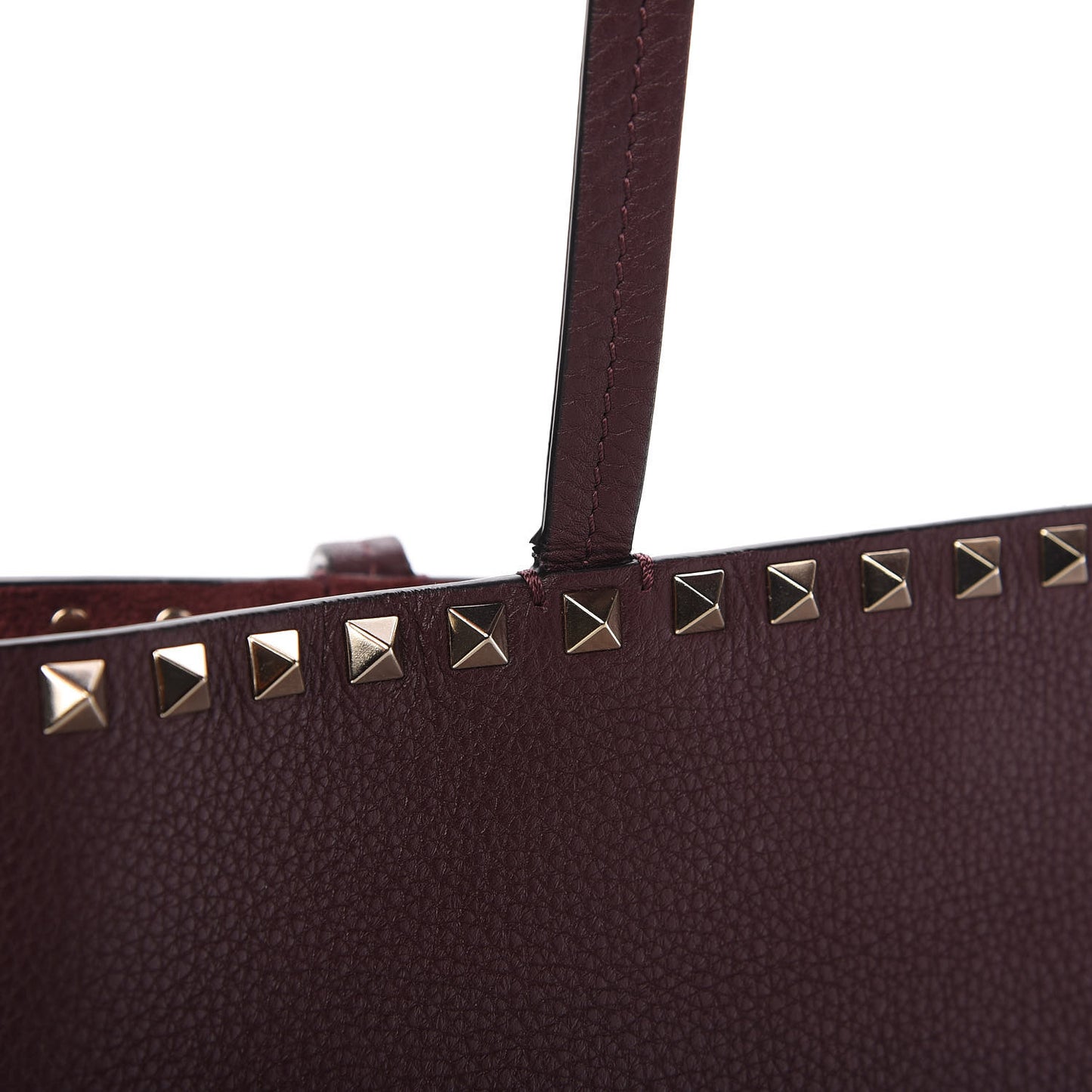 Grained Calfskin Small Rockstud Shoulder Tote Rubin
