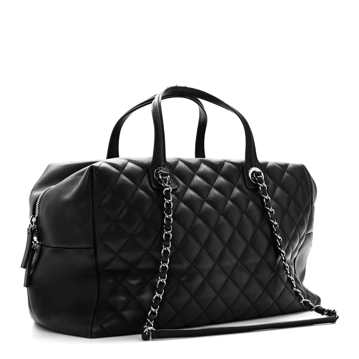 Calfskin Quilted Feather Weight Bowling Bag Black