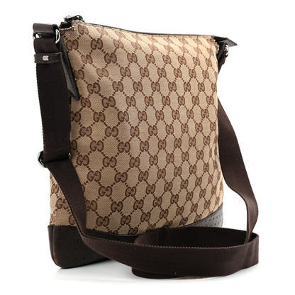 Gucci Monogram Calfskin Perforated Medium Flat Messenger Bag Dark Brown 3 of 13