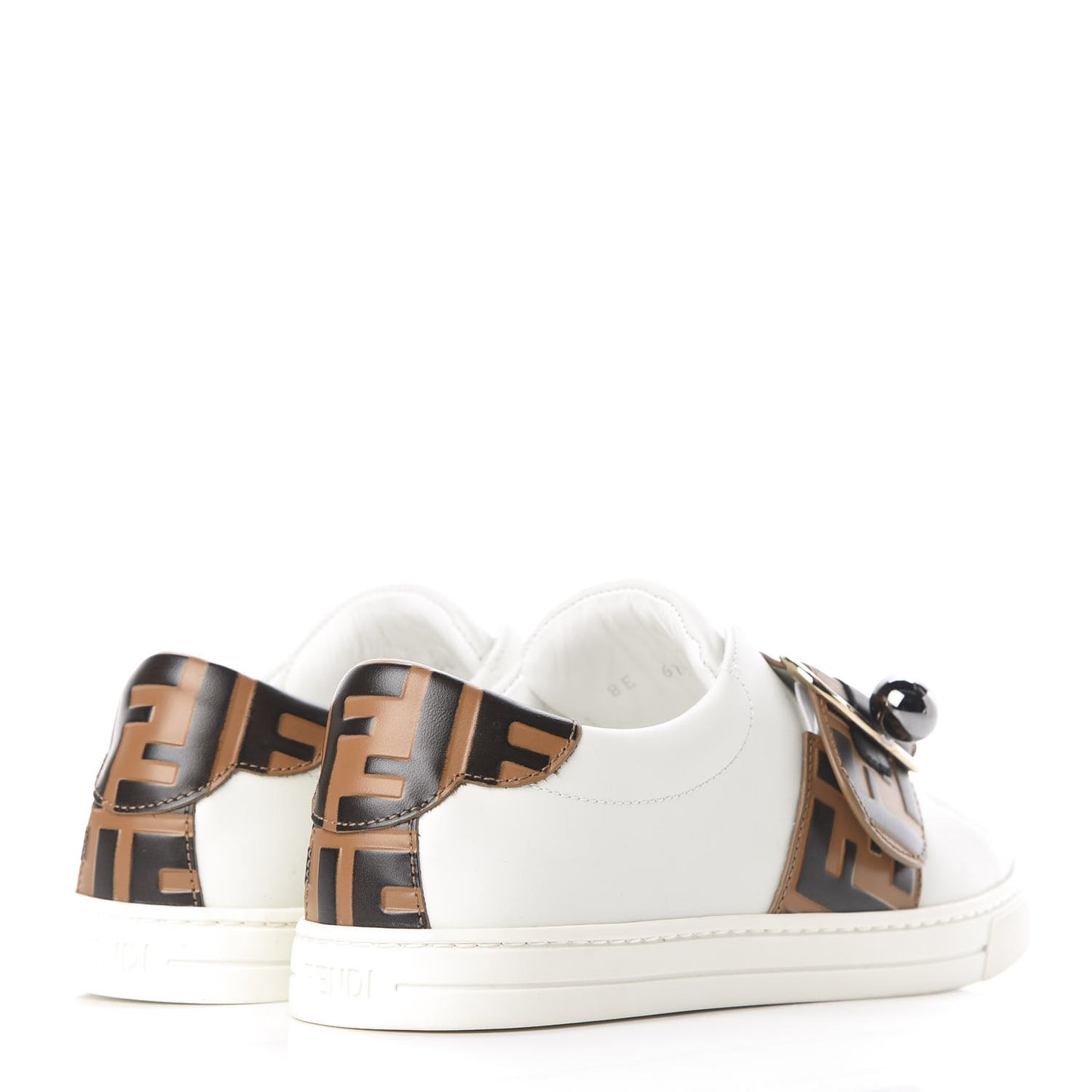 Vitello FF Embossed Pearland Slip On Sneakers 35.5 White Tobacco Moro