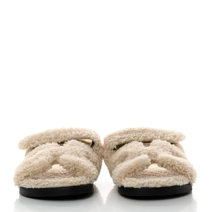 Hermes Woolskin Womens Chypre Sandals 40 Ecru 2 of 9
