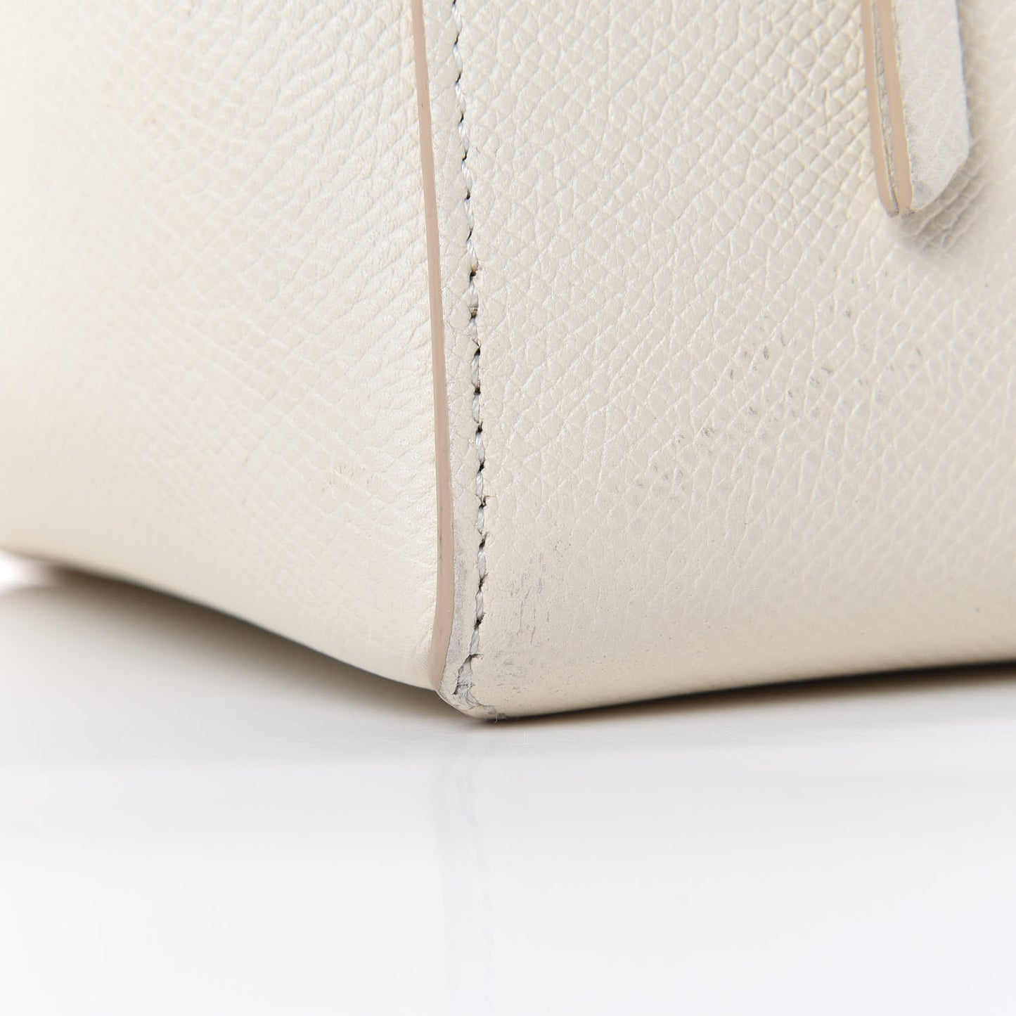 Baby Grained Calfskin Micro Belt Bag White