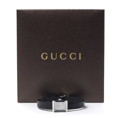 Gucci Stainless Steel Calfskin Diamond Pave 14mm G-Frame Square Quartz Watch 7 of 7