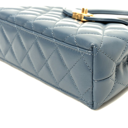 Chanel Shiny Aged Calfskin Quilted Nano Kelly Shopper Dark Blue 9 of 9