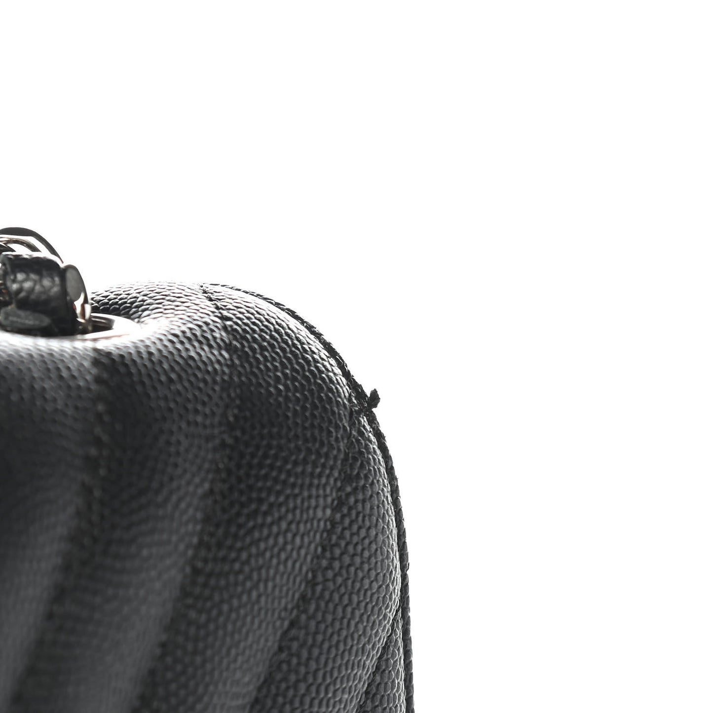 Caviar Chevron Quilted Mini Rectangular Flap Black