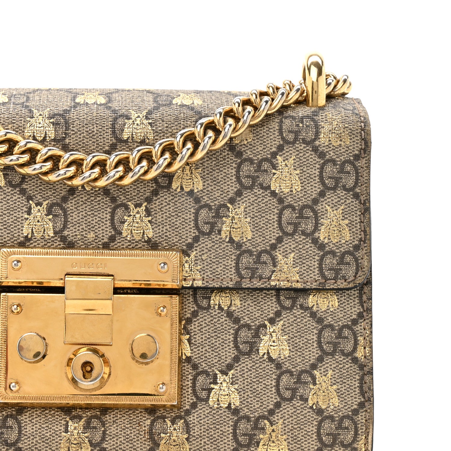 Gucci GG Supreme Monogram Bees Small Padlock Shoulder Bag Black 8 of 16