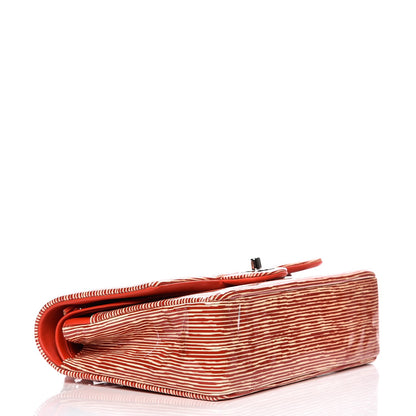Chanel Patent Calfskin Striped Medium Double Flap Red 4 of 7