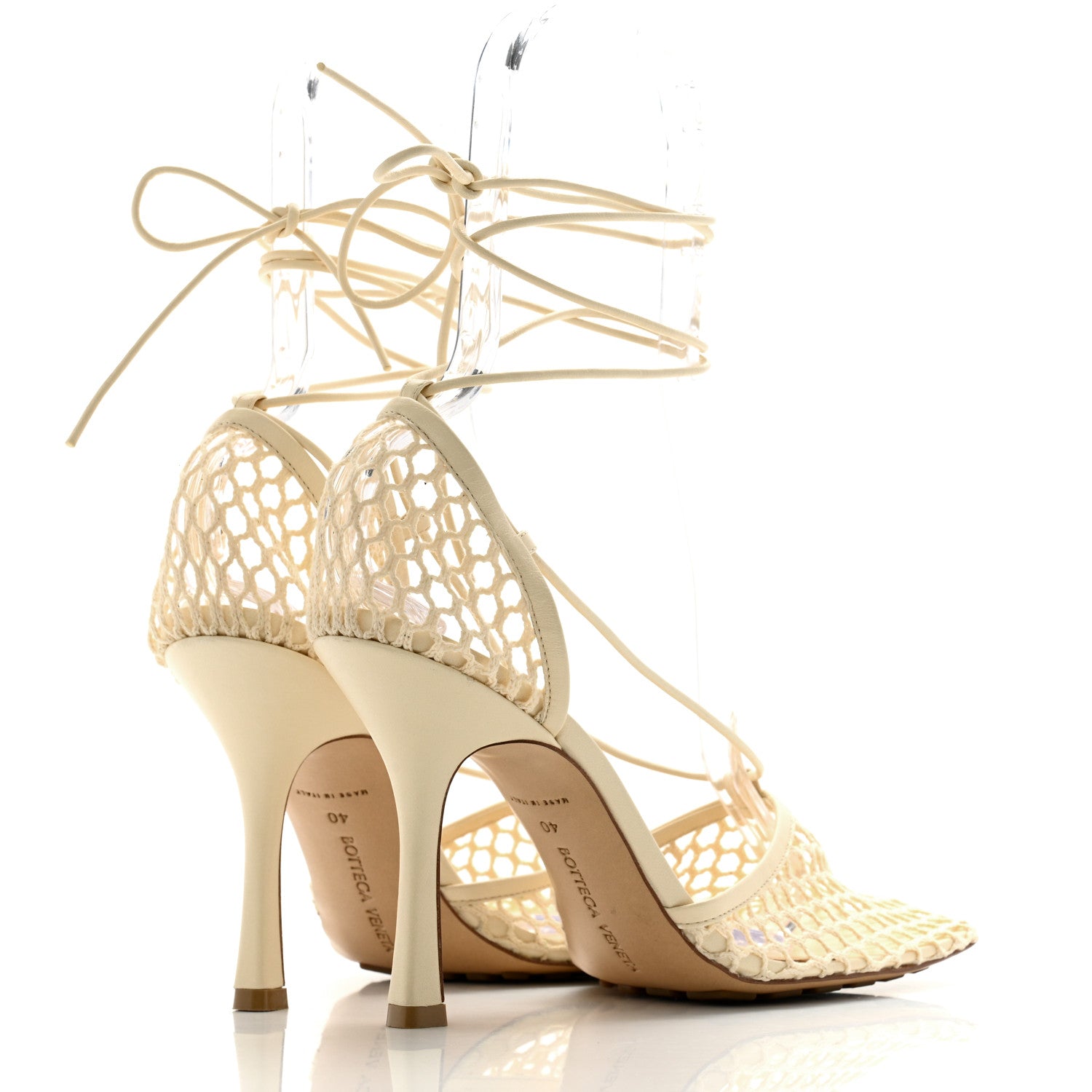 Bottega Veneta Mesh Nappa Stretch Ankle Tie Sandals 40 Toile 4 of 9