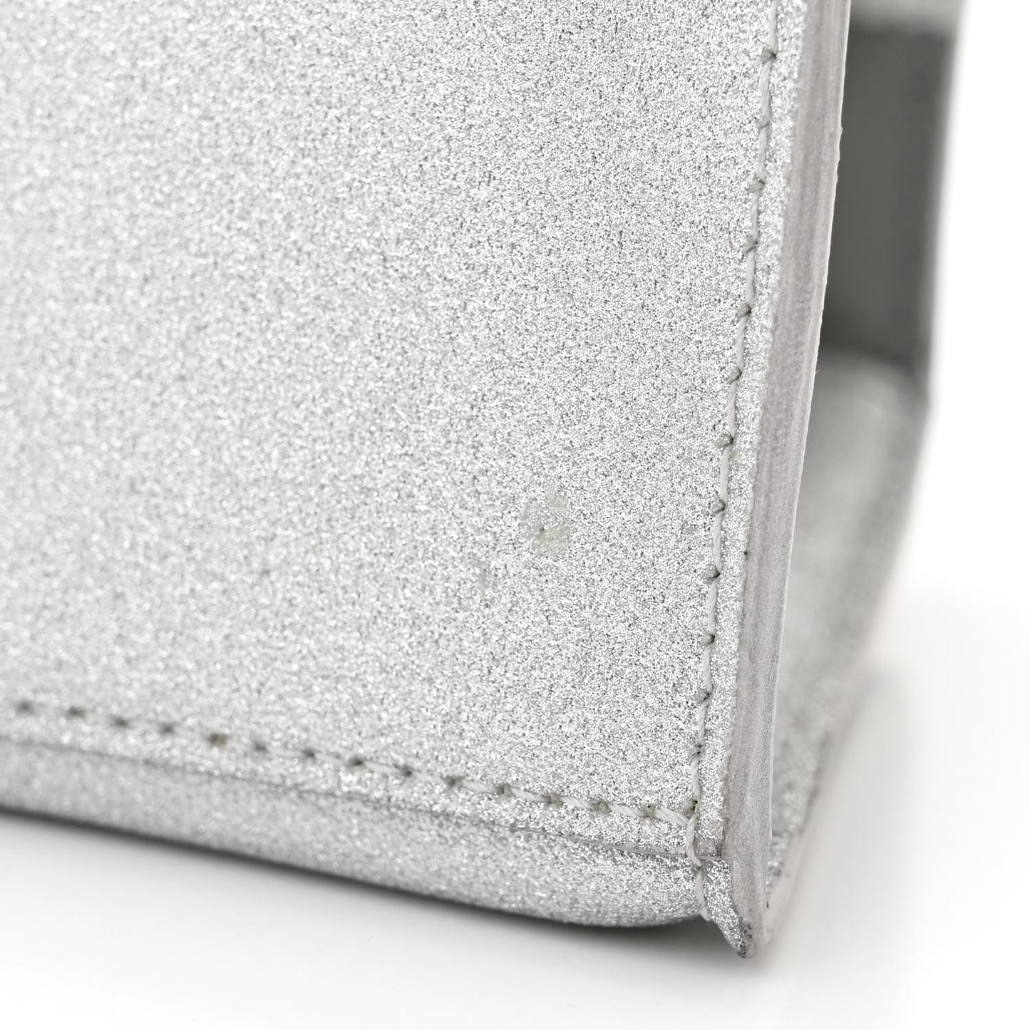 Sparkling Fabric Hourglass Top Handle Bag XS Silver