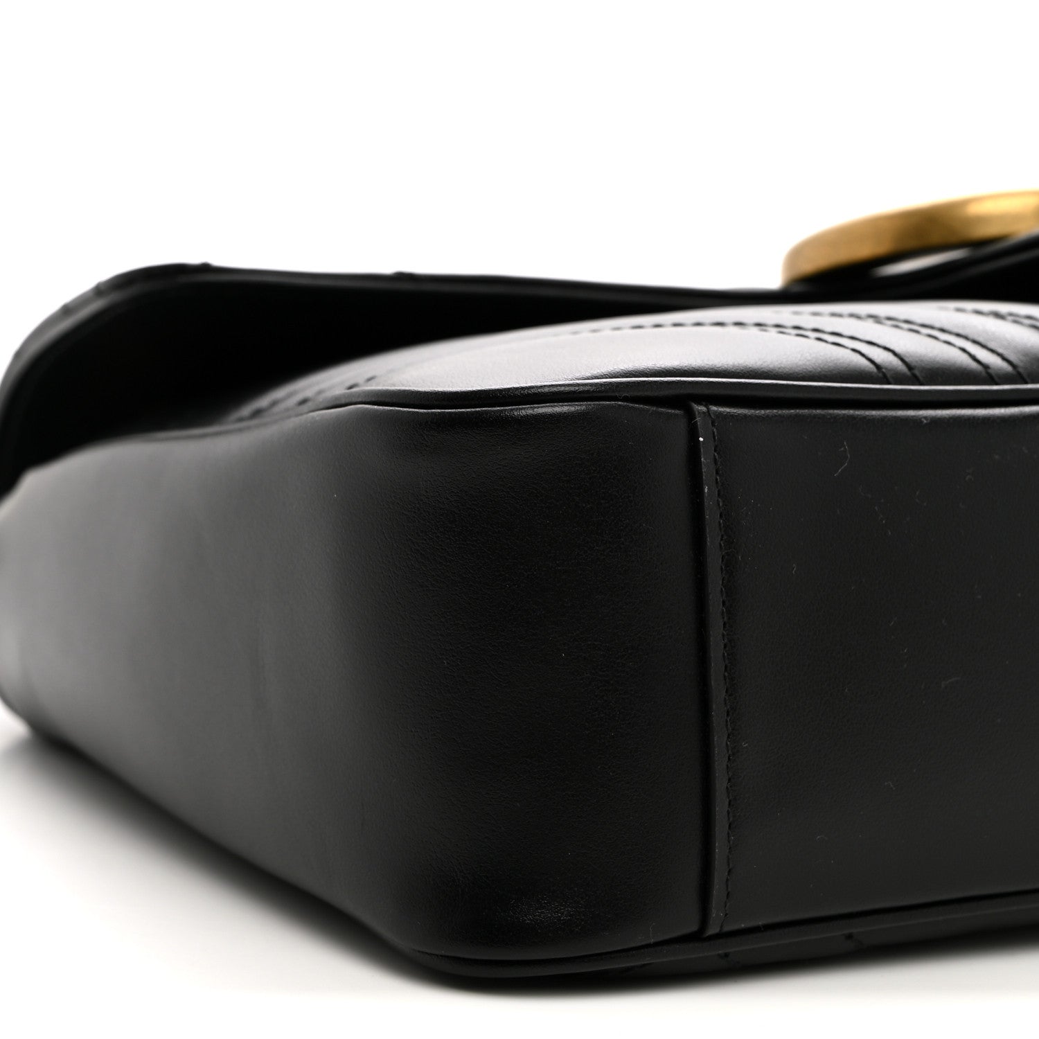 Gucci Calfskin Matelasse Medium GG Marmont Shoulder Bag Black 9 of 11