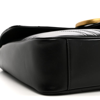 Gucci Calfskin Matelasse Medium GG Marmont Shoulder Bag Black 9 of 11