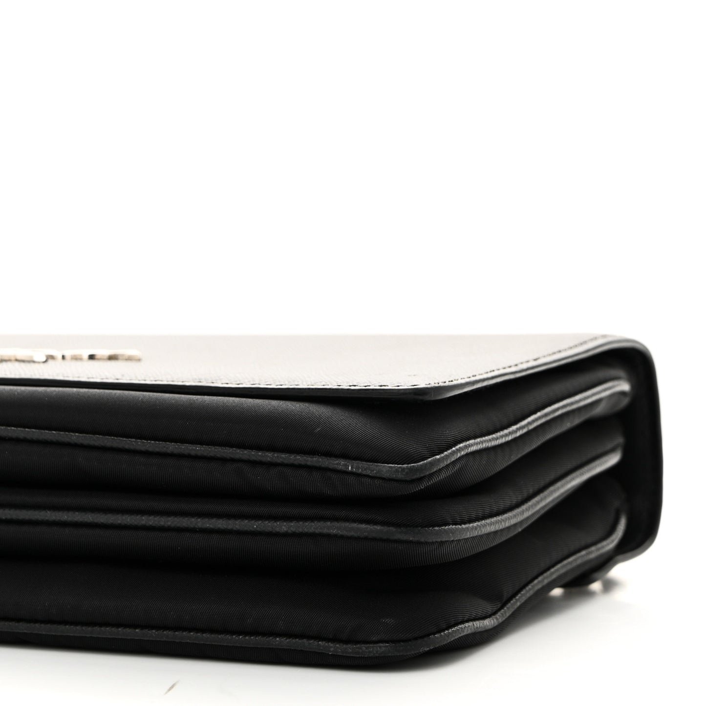 Saffiano Tessuto Nylon Chain Shoulder Bag Black