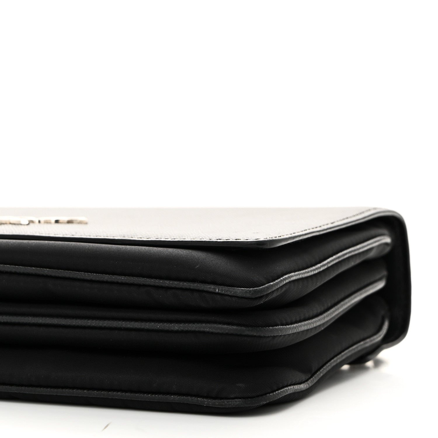 Prada Saffiano Tessuto Nylon Chain Shoulder Bag Black 9 of 9