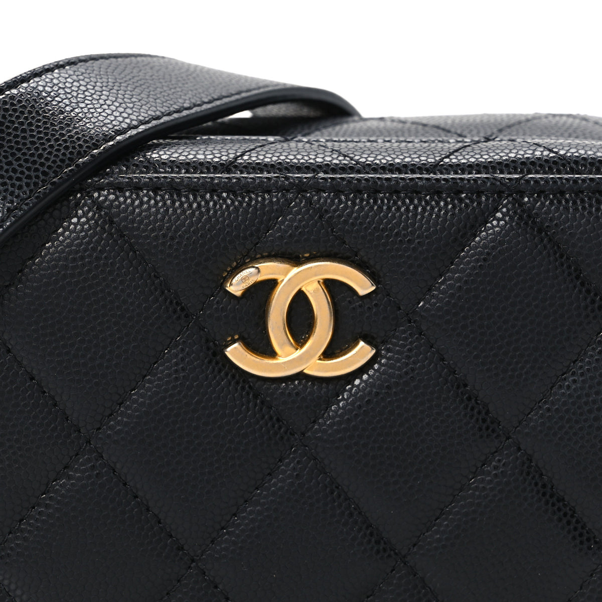 Caviar Quilted Twist Your Buttons Clutch With Chain Black