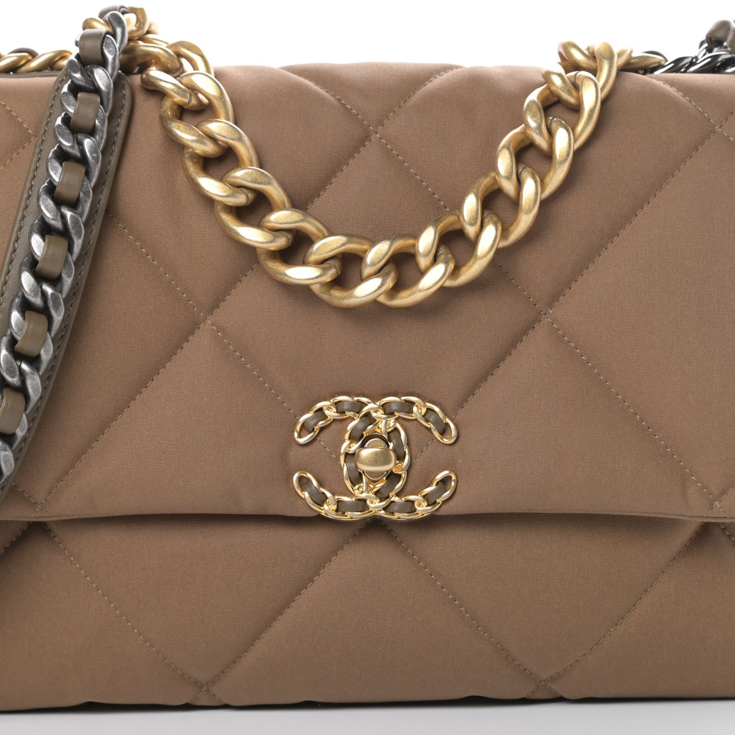 Chanel Canvas Quilted Large Chanel 19 Flap Bronze 8 of 11