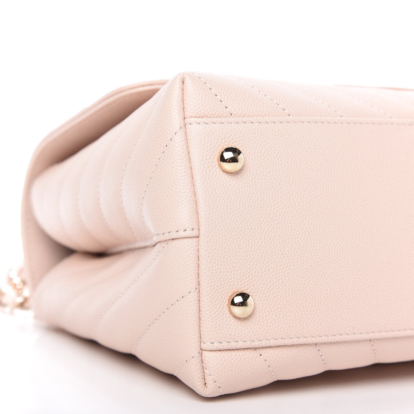 Caviar Lizard Embossed Chevron Quilted Small Coco Handle Flap Beige