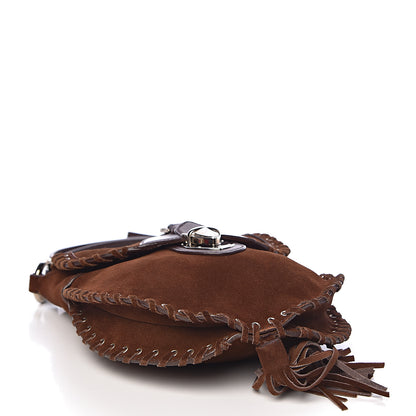 Prada Suede Scamosciato Tassel Crossbody Brown 4 of 11