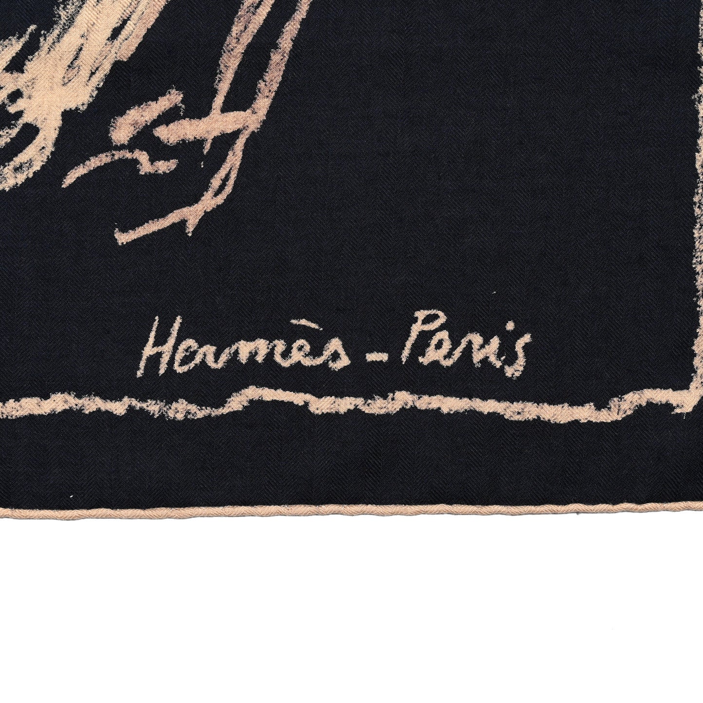 Cashmere Silk Pirouette au Galop Shawl 140 Marine Naturel Beige