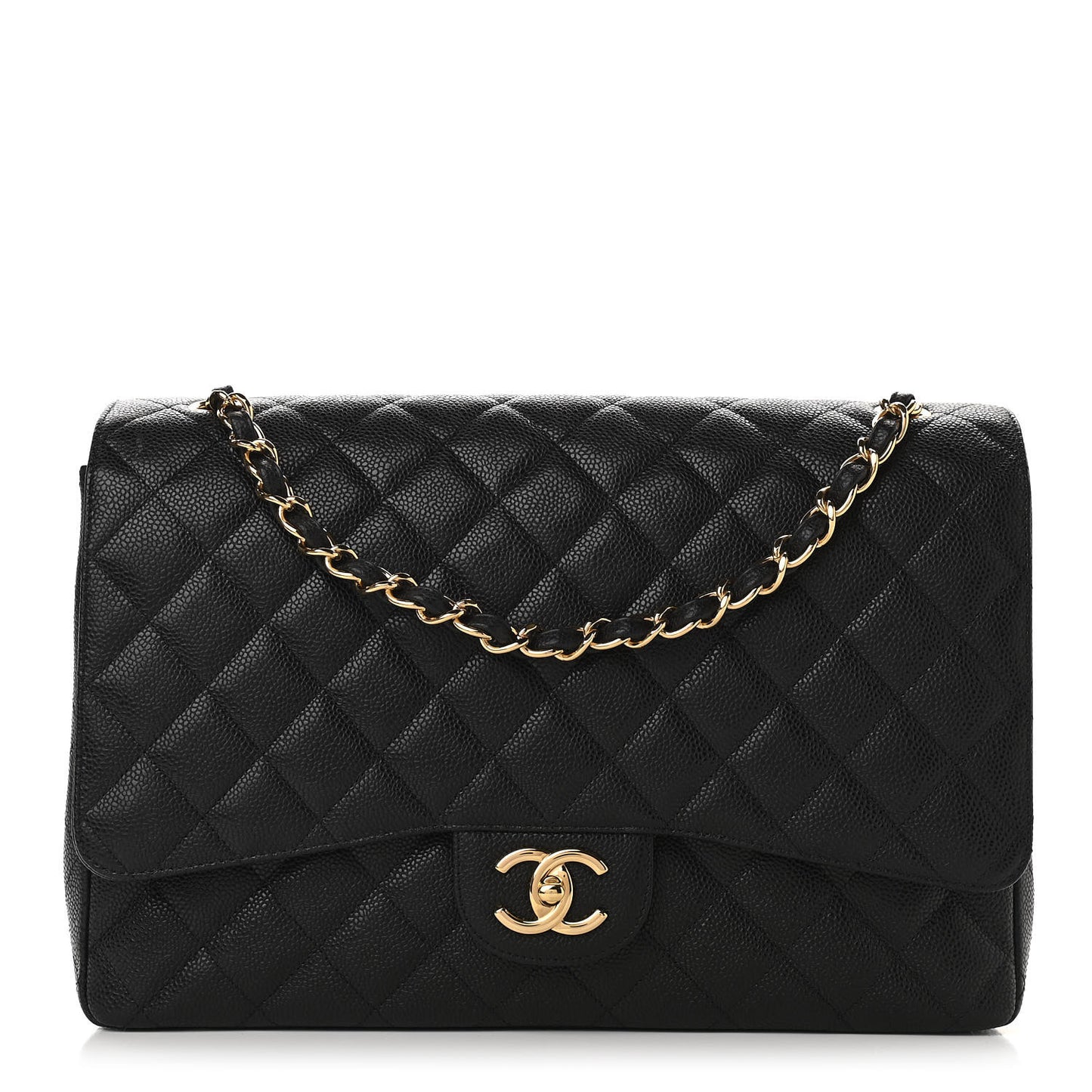 Caviar Quilted Maxi Double Flap Black