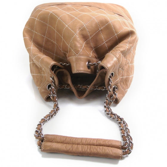 Chanel Leather Contrast Stitch Drawstring Tote 7 of 13